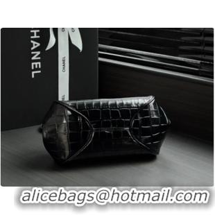 Luxury Classic Chanel Clutch with Leather Strap in Crocodile Embossed Calfskin AP5360 Black 2026