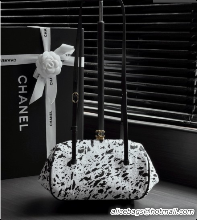 Top Quality Chanel Clutch with Leather Strap in Horse Hair AP5360 Black/White 2026