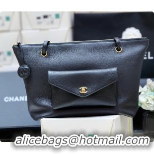 Stylish Chanel Tote Bag with Pocket in Grained Calfskin AS6483 Black 2026