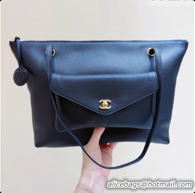Stylish Chanel Tote Bag with Pocket in Grained Calfskin AS6483 Black 2026