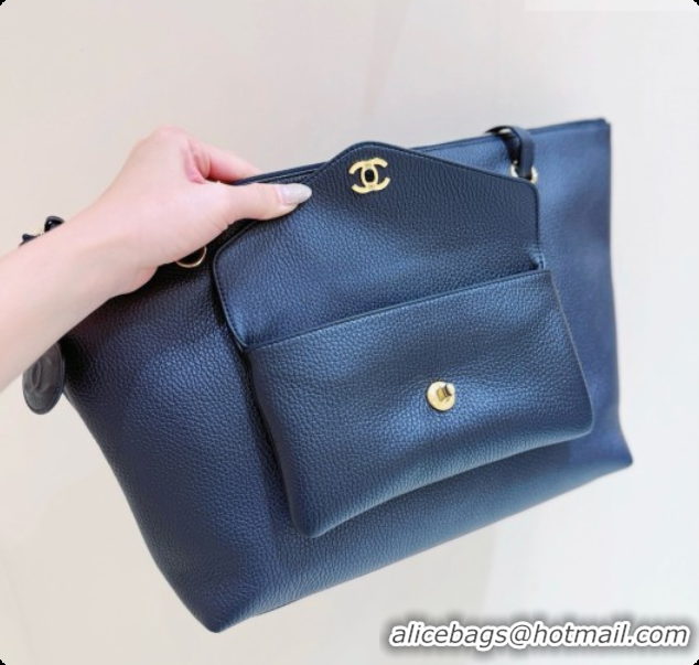 Stylish Chanel Tote Bag with Pocket in Grained Calfskin AS6483 Black 2026