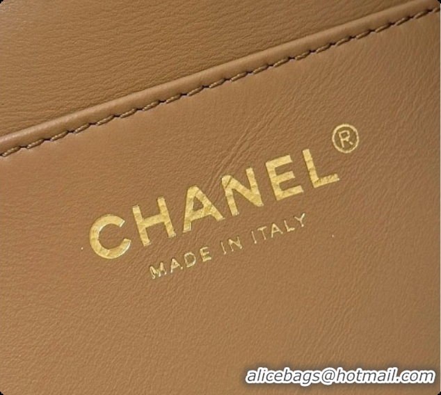Duplicate Chanel Suede 25 Small Handbag with Shearling AS5293 Brown/White 2026