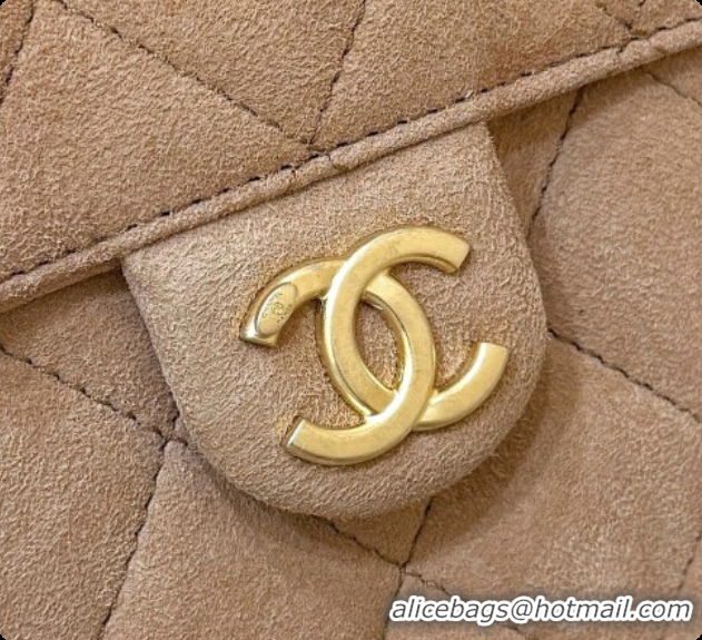 Duplicate Chanel Suede 25 Small Handbag with Shearling AS5293 Brown/White 2026