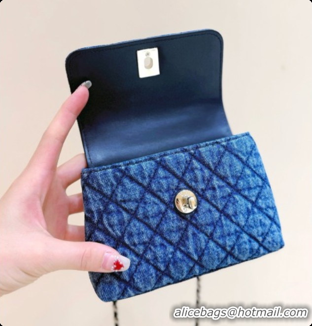 Low Price Chanel Washed Denim Clutch with Chain and Handle AP4244 Blue 2026