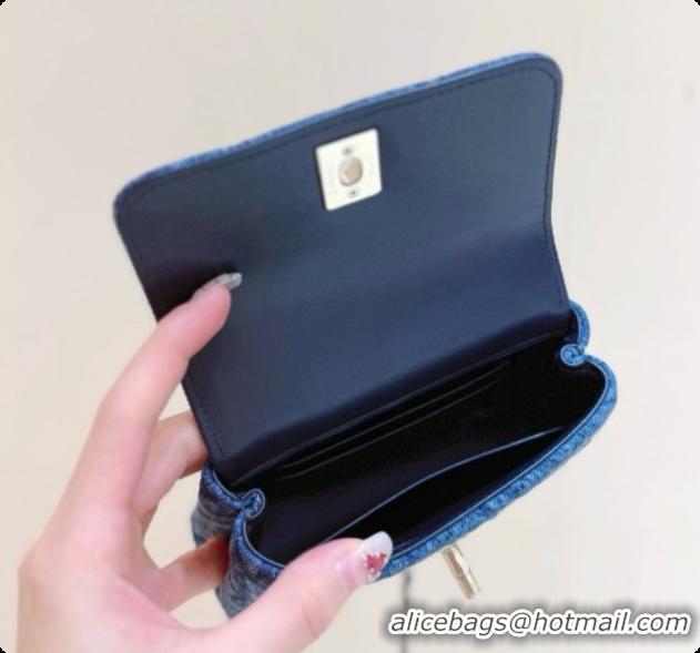 Low Price Chanel Washed Denim Clutch with Chain and Handle AP4244 Blue 2026