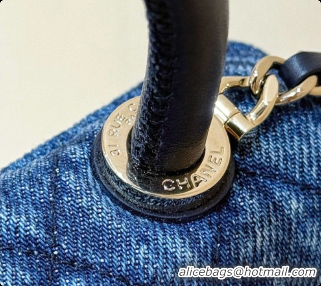 Low Price Chanel Washed Denim Clutch with Chain and Handle AP4244 Blue 2026