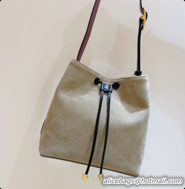 Duplicate Chanel Small Bucket Bag AS6584 Brown Suede 2026