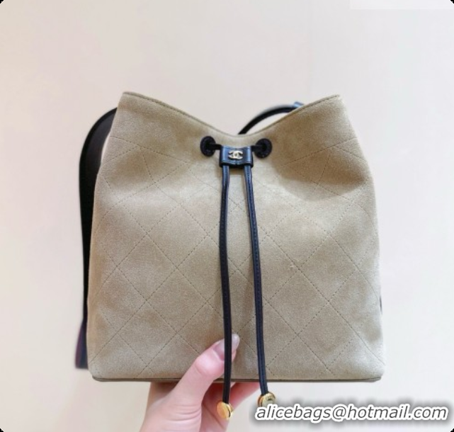 Duplicate Chanel Small Bucket Bag AS6584 Brown Suede 2026