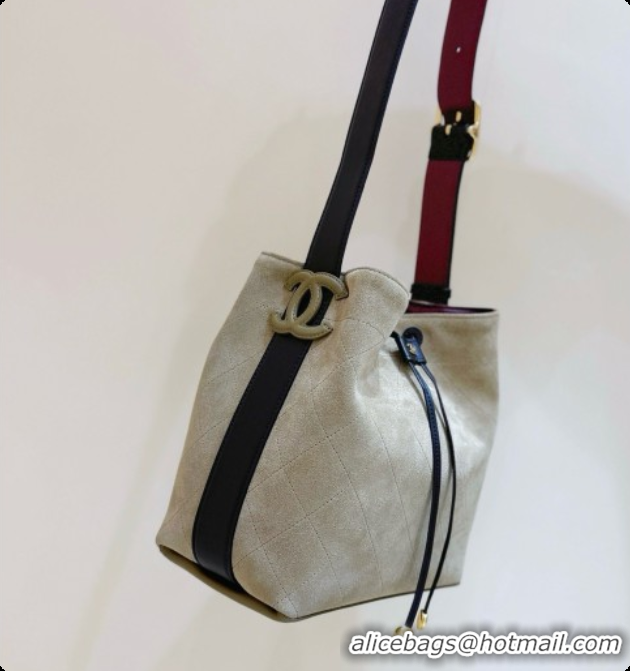 Duplicate Chanel Small Bucket Bag AS6584 Brown Suede 2026