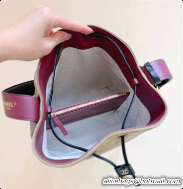 Duplicate Chanel Small Bucket Bag AS6584 Brown Suede 2026
