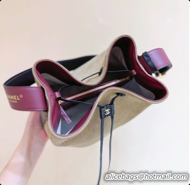 Duplicate Chanel Small Bucket Bag AS6584 Brown Suede 2026