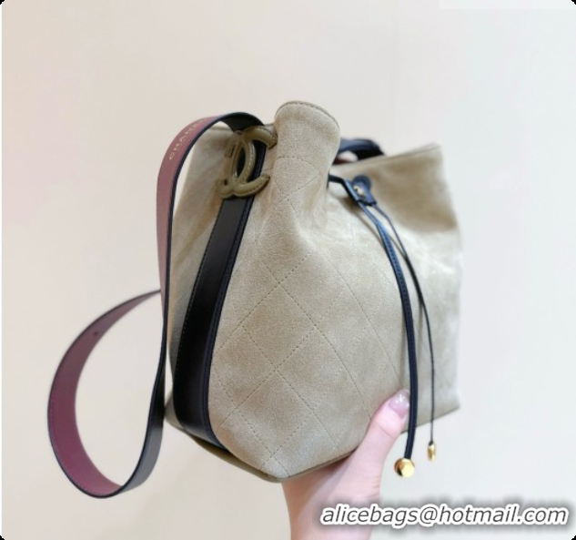 Duplicate Chanel Small Bucket Bag AS6584 Brown Suede 2026