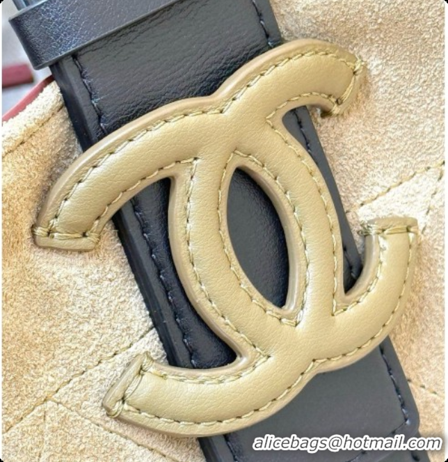 Duplicate Chanel Small Bucket Bag AS6584 Brown Suede 2026