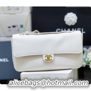 Design Discount Chanel Small Maxi Flap Bag in Grained Calfskin AS6231 White 2026