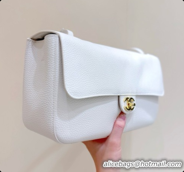Design Discount Chanel Small Maxi Flap Bag in Grained Calfskin AS6231 White 2026