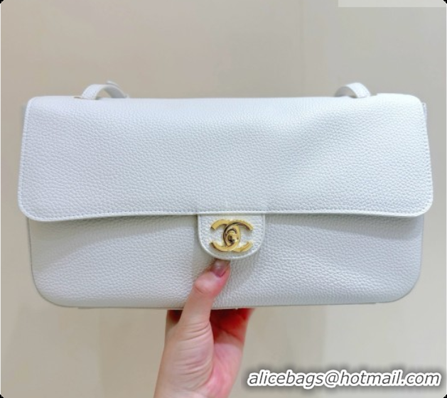Design Discount Chanel Small Maxi Flap Bag in Grained Calfskin AS6231 White 2026