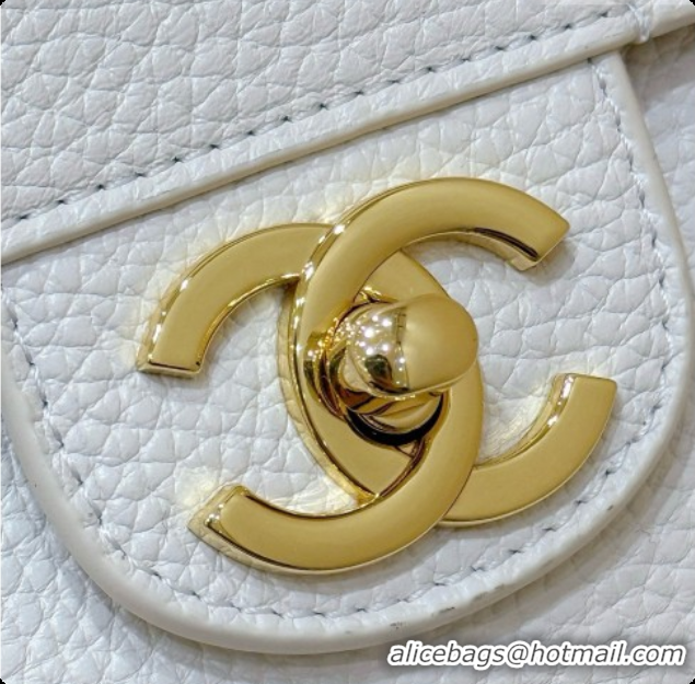 Design Discount Chanel Small Maxi Flap Bag in Grained Calfskin AS6231 White 2026