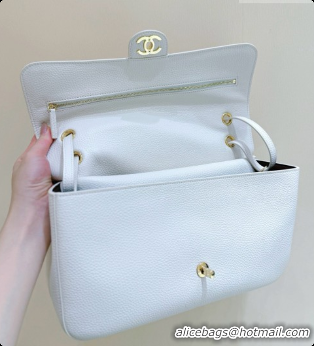Design Discount Chanel Small Maxi Flap Bag in Grained Calfskin AS6231 White 2026