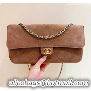 Discount Chanel Small Maxi Flap Bag in Suede Calfskin AS6231 Brown 2026