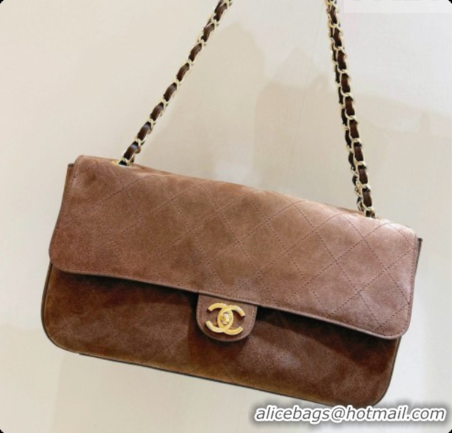 Discount Chanel Small Maxi Flap Bag in Suede Calfskin AS6231 Brown 2026