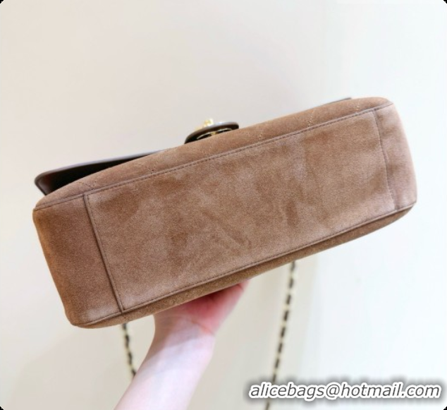 Discount Chanel Small Maxi Flap Bag in Suede Calfskin AS6231 Brown 2026