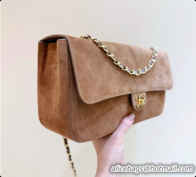 Discount Chanel Small Maxi Flap Bag in Suede Calfskin AS6231 Brown 2026