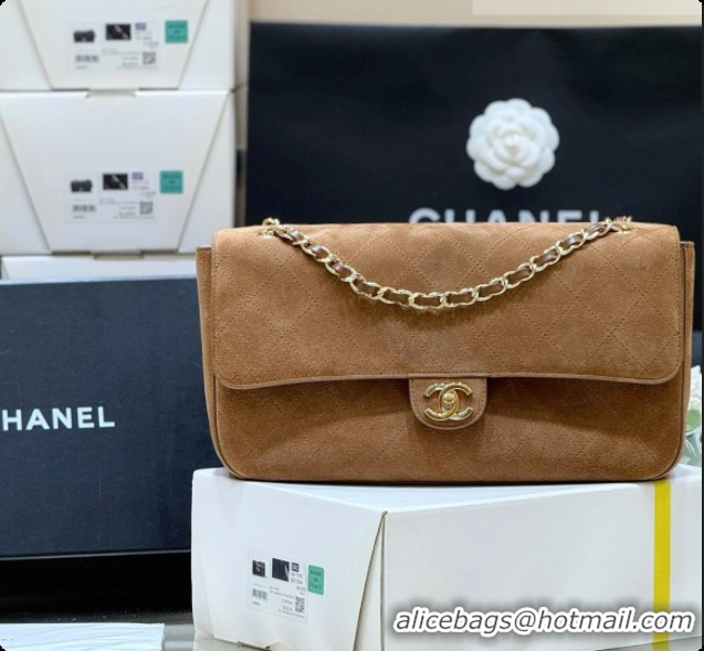 Discount Chanel Small Maxi Flap Bag in Suede Calfskin AS6231 Brown 2026