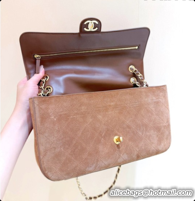Discount Chanel Small Maxi Flap Bag in Suede Calfskin AS6231 Brown 2026