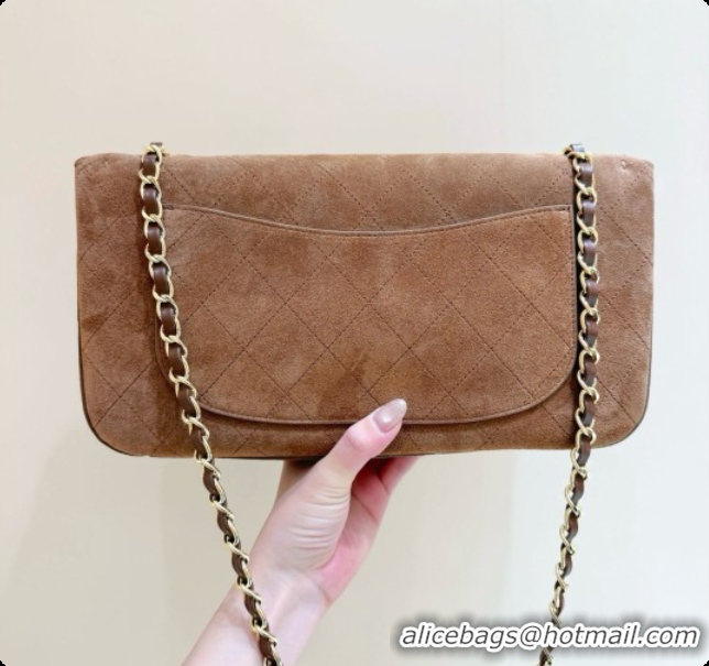 Discount Chanel Small Maxi Flap Bag in Suede Calfskin AS6231 Brown 2026