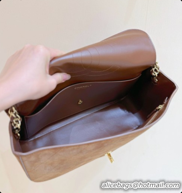 Discount Chanel Small Maxi Flap Bag in Suede Calfskin AS6231 Brown 2026