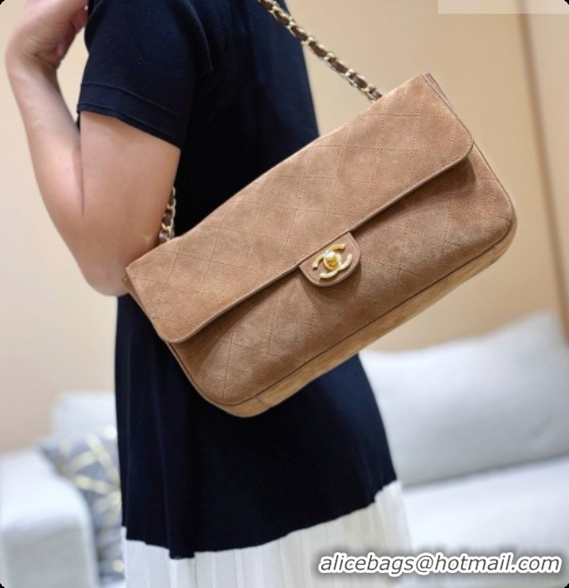Discount Chanel Small Maxi Flap Bag in Suede Calfskin AS6231 Brown 2026