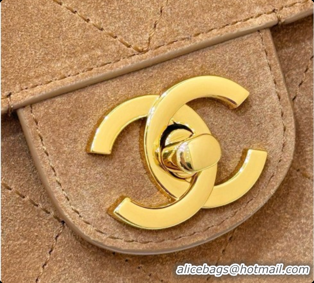 Discount Chanel Small Maxi Flap Bag in Suede Calfskin AS6231 Brown 2026