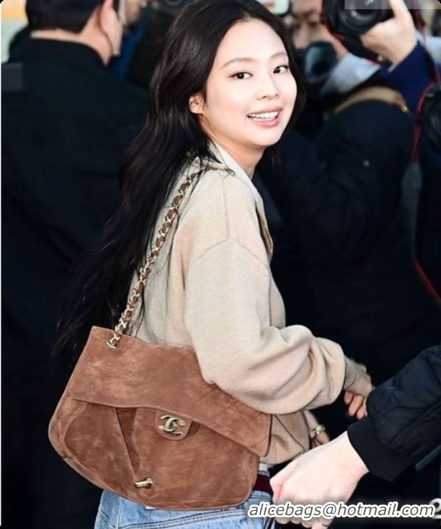 Discount Chanel Small Maxi Flap Bag in Suede Calfskin AS6231 Brown 2026
