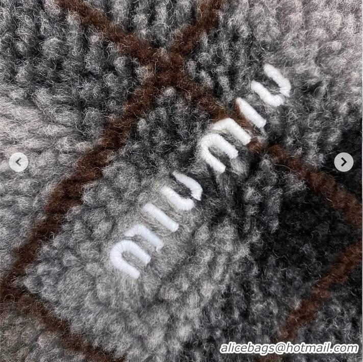 Top Quality Miu Miu Checked Teddy Zipper Jacket 57747 Black