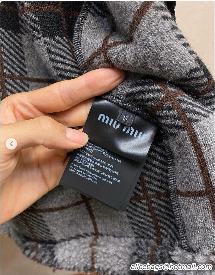 Top Quality Miu Miu Checked Teddy Zipper Jacket 57747 Black