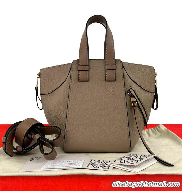 Grade Design Loewe Compact Hammock bag in satin calfskin with Jacquard Strap 262309 Taupe 2024