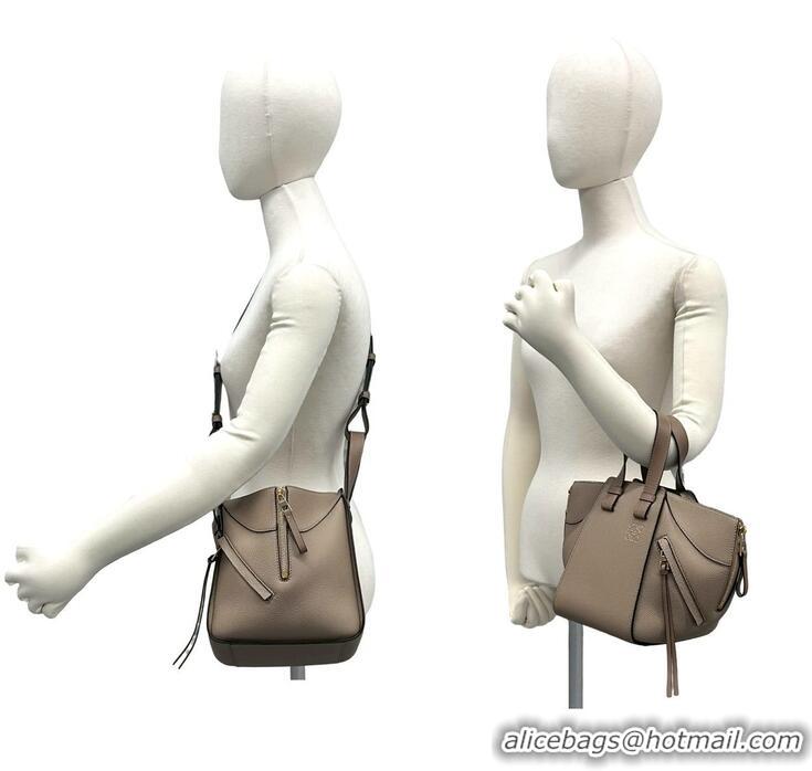 Grade Design Loewe Compact Hammock bag in satin calfskin with Jacquard Strap 262309 Taupe 2024