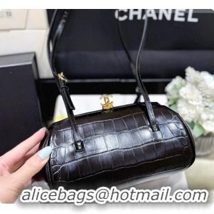 Most Popular Chanel Clutch with Leather Strap in Black Crocodile Embossed Calfskin AP5360 2026