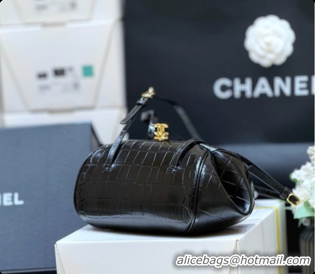 Most Popular Chanel Clutch with Leather Strap in Black Crocodile Embossed Calfskin AP5360 2026