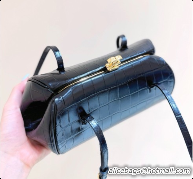 Most Popular Chanel Clutch with Leather Strap in Black Crocodile Embossed Calfskin AP5360 2026