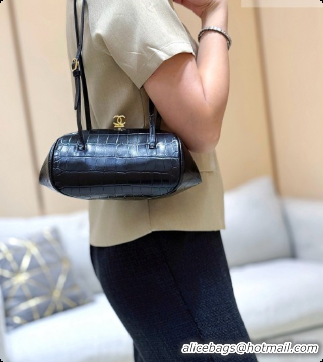 Most Popular Chanel Clutch with Leather Strap in Black Crocodile Embossed Calfskin AP5360 2026