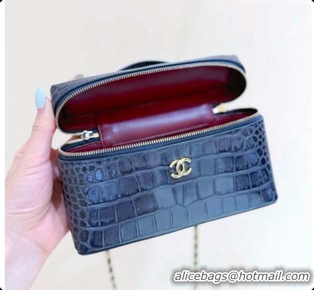 Top Quality Chanel Vanity with Chain in Crocodile Embossed Calfskin AP5346 Dark Grey 2026