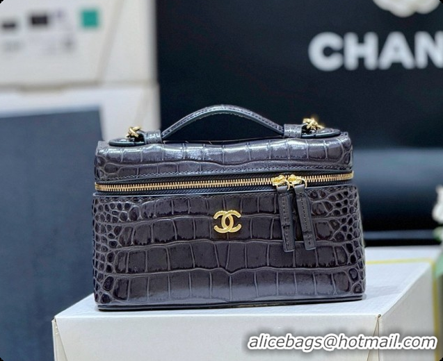 Top Quality Chanel Vanity with Chain in Crocodile Embossed Calfskin AP5346 Dark Grey 2026