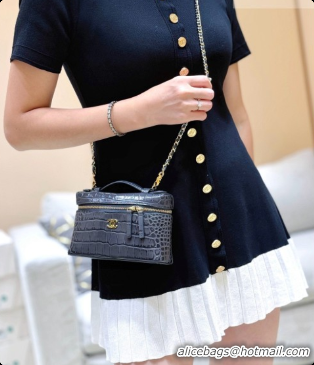 Top Quality Chanel Vanity with Chain in Crocodile Embossed Calfskin AP5346 Dark Grey 2026
