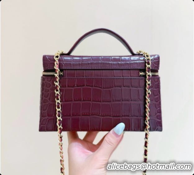 Best Price Chanel Vanity with Chain in Crocodile Embossed Calfskin AP5346 Burgundy 2026