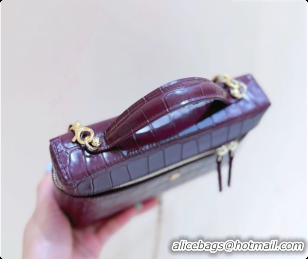 Best Price Chanel Vanity with Chain in Crocodile Embossed Calfskin AP5346 Burgundy 2026