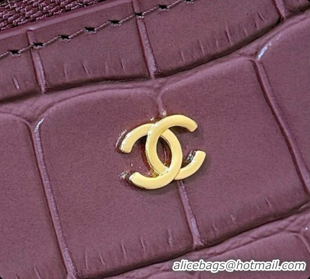 Best Price Chanel Vanity with Chain in Crocodile Embossed Calfskin AP5346 Burgundy 2026
