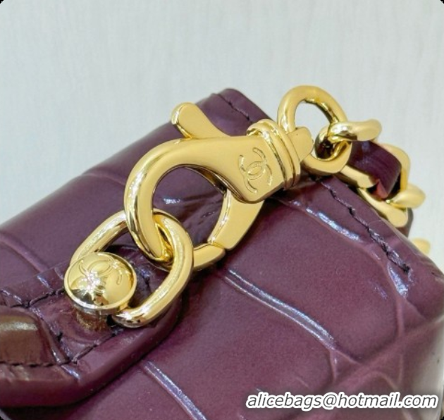 Best Price Chanel Vanity with Chain in Crocodile Embossed Calfskin AP5346 Burgundy 2026