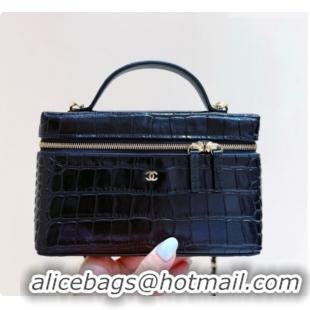 Buy Duplicate Chanel Vanity with Chain in Crocodile Embossed Calfskin AP5346 Black 2026
