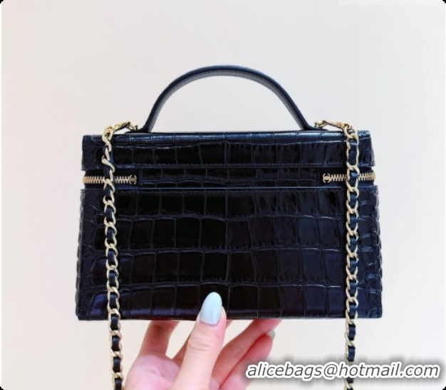 Buy Duplicate Chanel Vanity with Chain in Crocodile Embossed Calfskin AP5346 Black 2026